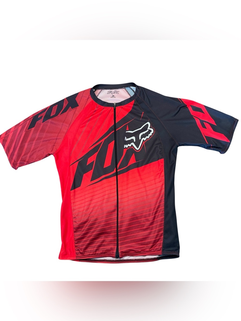 Fox Racing Cycling Jersey Red Black Full Zip Mens Medium MTB Bike